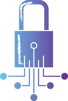 Circuit Lock Icon In Gradient Color. vector