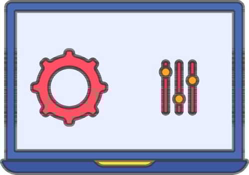Web Maintenance Icon In Blue And Red Color. vector