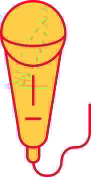 Isolated Microphone Yellow And Red Icon In Flat Style. vector
