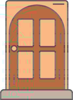 Wooden Door Icon In Orange And Brown Color. vector