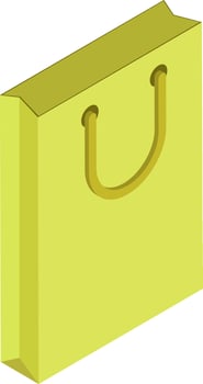 3D, green shopping bag icon. vector