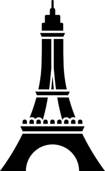 black and white eiffel tower icon in flat style. vector