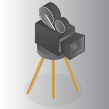 3D illustration of video camera on stool. vector