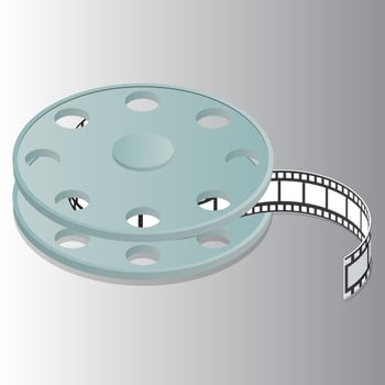 3D film reel element on grey background. vector