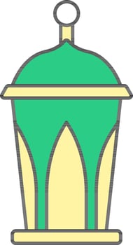 Arabic Lantern Icon In Green And Yellow Color. vector