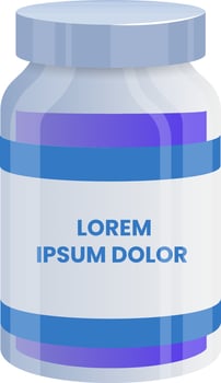 Medicine Bottle Element In Blue And Purple Color. vector
