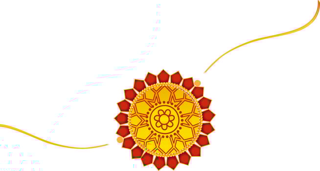 Beautiful Floral Rakhi Wristband Element In Yellow And Red Color. vector