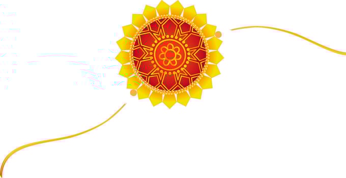 Beautiful Floral Rakhi Wristband In Yellow And Red Color. vector