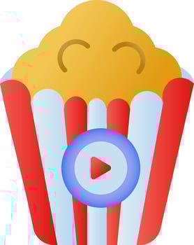 Play Popcorn Basket Colorful Icon In Flat Style. vector