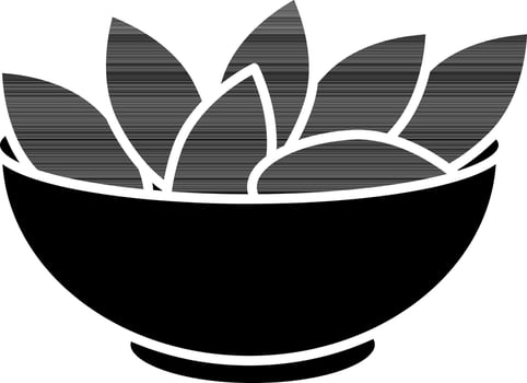 Almonds In Bowl Icon. vector