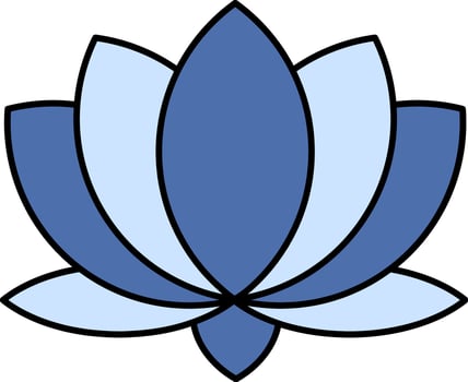 Lotus Icon In Blue Color. vector
