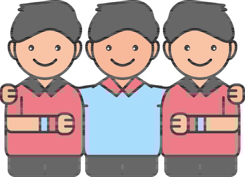 Vector Illustration of Cute Three Boys.