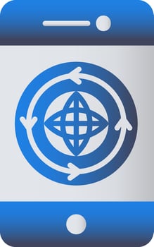 Blue Color Globe In Smartphone Icon. vector
