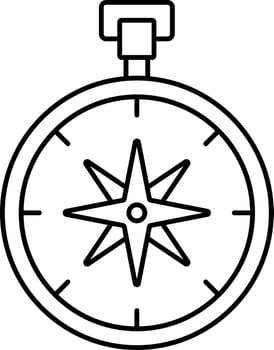 Black Line Art Illustration of Compass Icon. vector