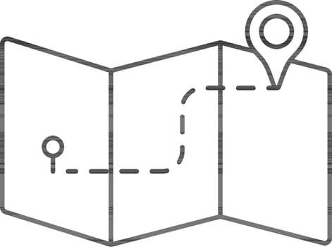 Tri Fold Map Icon in Black Outline. vector