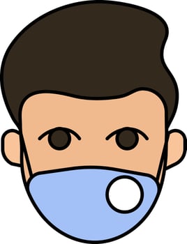 Colorful Man Wearing Face Mask Icon. vector