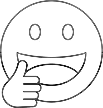 Stroke Style Smiley Emoji Showing Thumbs Up Icon. vector