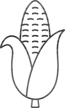 Black Stroke Corn Icon In Flat Style. vector