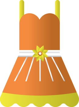 Sleeveless Ladies Dress Icon In Orange And Yellow Color. vector