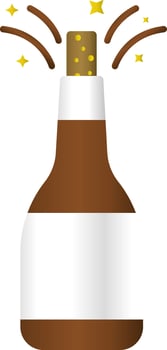 Champagne Bottle With Stars Icon White And Brown Icon vector
