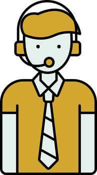Customer Service Man Icon In Blue And Yellow Color. vector