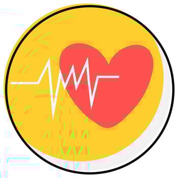 Flat Style Heartbeat Icon On Yellow Circle Shape. vector
