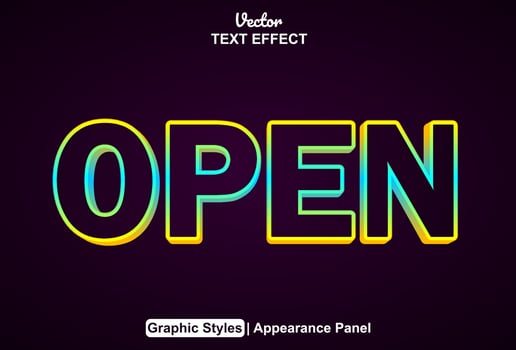 open text effect with yellow graphic style and editable. vector
