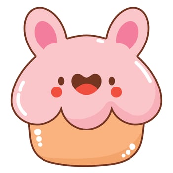 kawaii bunny cupcake over white vector