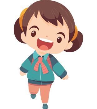 Smiling girl running in cheerful childhood fun png