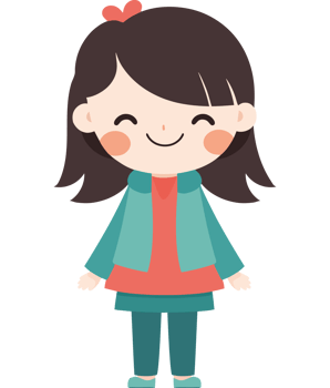 Cute girl in dress smiling surrounded by love  png