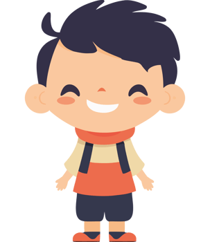 Cute cartoon boy smiling with a backpack  png