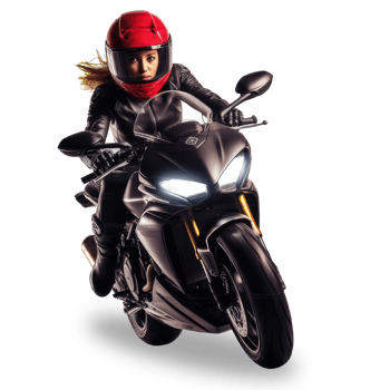 Girl Riding Motorcycle isolated on Transparent Background. png