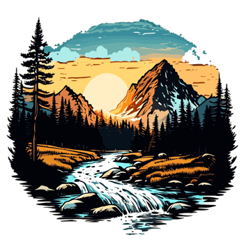 Mountain illustration, outdoor adventure for t-shirt and apparel design, typography, print, logo. png