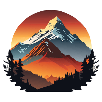 Camping Hiking Nature Mountain River Graphic Illustration Art T-shirt Design. png
