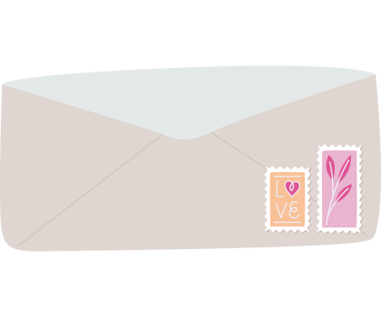 colorful envelope illustration with stamps png