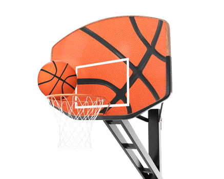 Basketball Ball Falling Into A Basketball Hoop png