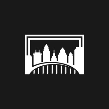 Bridge City Silhouette Logo Design Vector