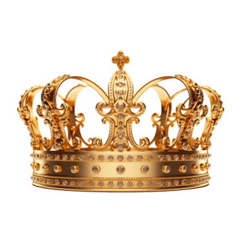 Golden crown isolated. Illustration png