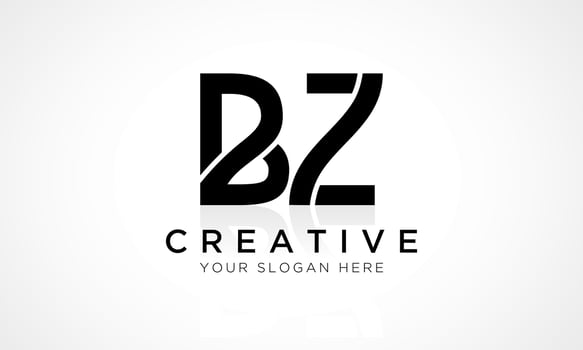BZ Letter Logo Design Vector Template. Alphabet Initial Letter BZ Logo Design With Glossy Reflection Business Illustration.