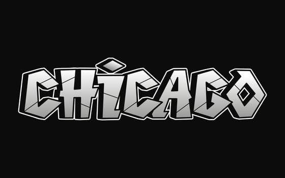 Chicago word graffiti style letters.Vector hand drawn doodle cartoon logo illustration. Funny cool Chicago letters, fashion, graffiti style print for t-shirt, poster concept vector