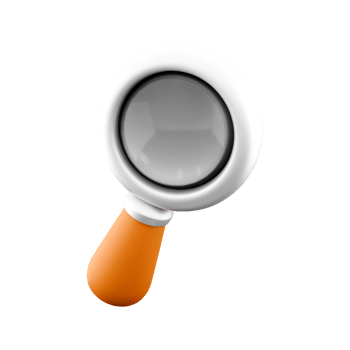3d rendering Magnifying glass or search icon. 3d render A device for a thorough inspection or search icon. png
