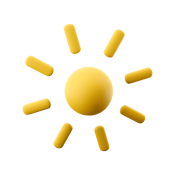 3d rendering Shining sun with rays icon. 3d render Sunshine and warm temperature icon. png