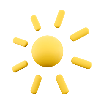 3d rendering Shining sun with rays icon. 3d render Sunshine and warm temperature icon. png