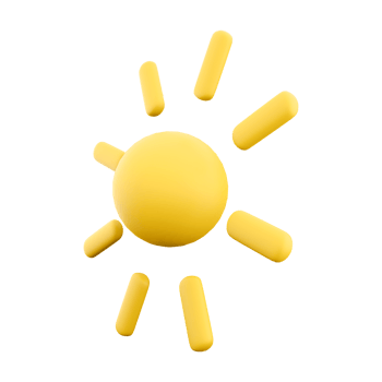 3d rendering Shining sun with rays icon. 3d render Sunshine and warm temperature icon. png
