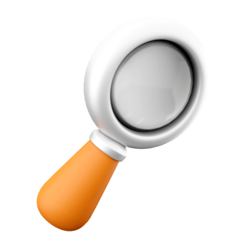 3d rendering Magnifying glass or search icon. 3d render A device for a thorough inspection or search icon. png