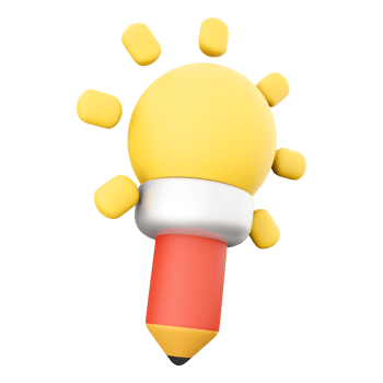3d rendering pencil with sun icon. 3d render red pencil and sun with rays icon. png