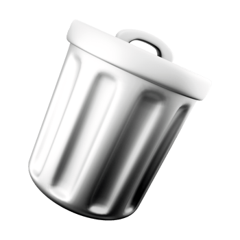 3d rendering trash can icon. 3d render broom bucket for garbage disposal icon. png