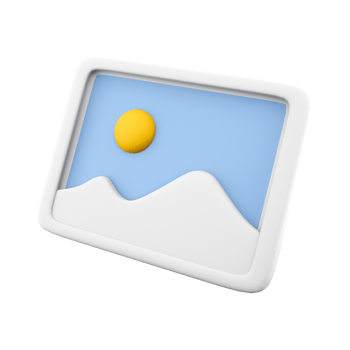 3d rendering Image, photo, jpg file icon. 3d render Mountains and sun landscape icon. png