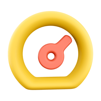 3d rendering speedometer icon. 3d render speed indicator with red arrow icon. png