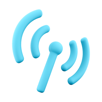3d rendering Signal transmission icon. 3d render Antenna or broadcasting tower and signal waves icon. png